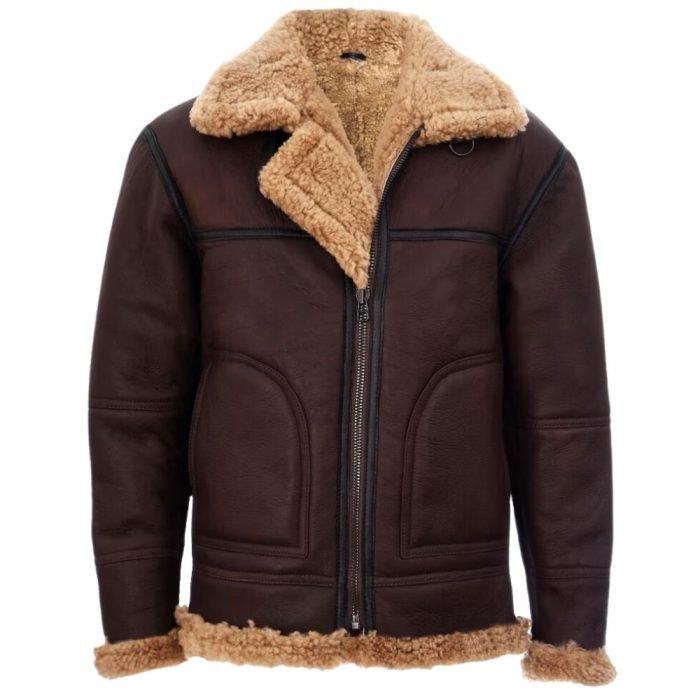 brown leather jacket with fur