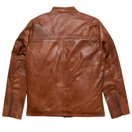 brown leather moto jacket