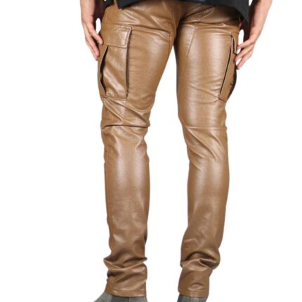 brown leather pants men