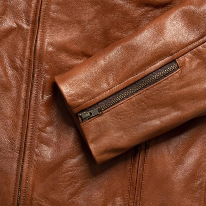 brown moto leather jacket