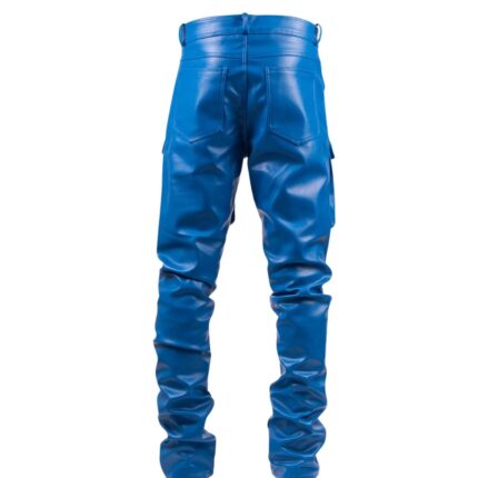 classic dark blue leather pants