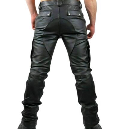 classic genuine leather pants mens