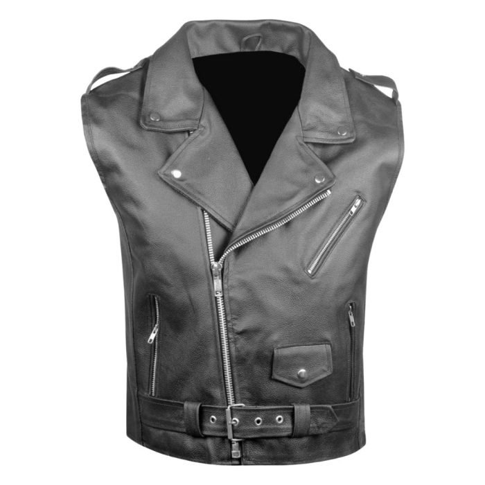 classic gray leather vest mens