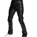 classic men's black leather pants