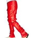 cool men's red stacked pants