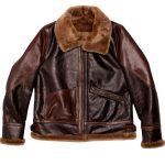 dark brown leather shearling jacket