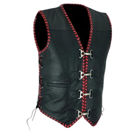 fashionable leather moto vest