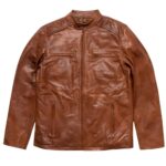 leather moto jacket brown