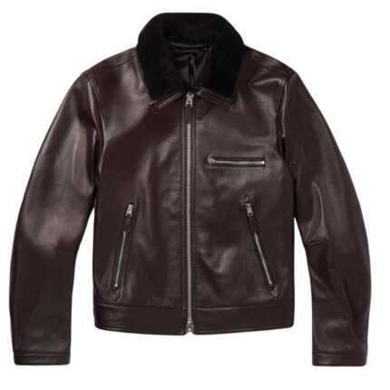 leather moto jacket with fur collar