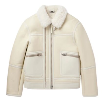 leather white fur jacket