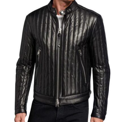 men black leather jacket moto