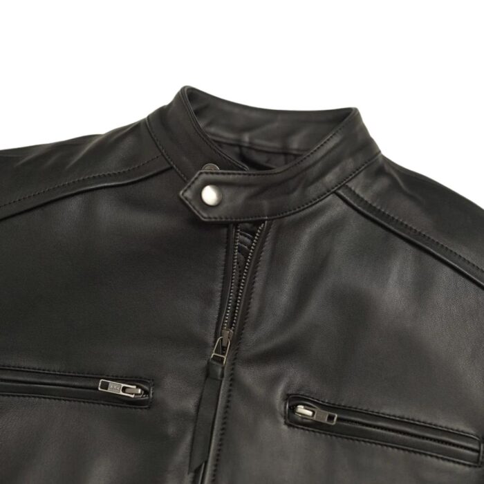 mens black leather biker jacket