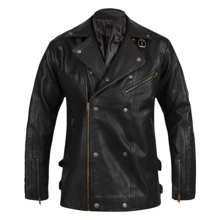 black leather moto jacket