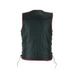 mens black leather moto vest