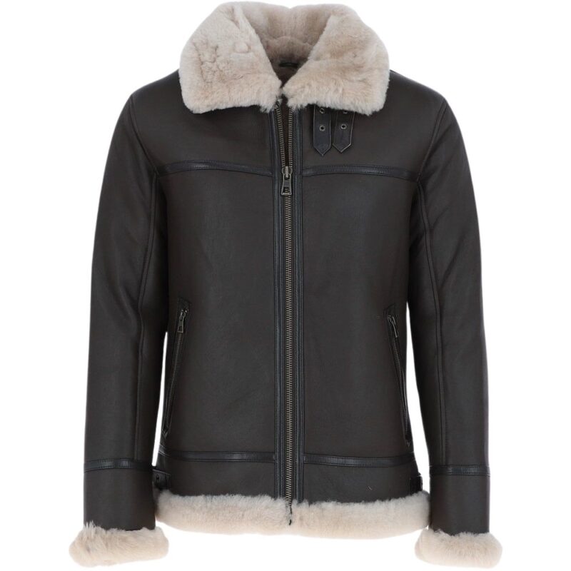 mens black leather shearling jacket