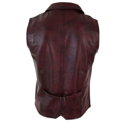 mens brown biker leather vest