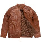 mens brown leather moto-jacket