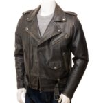 mens brown leather motorcycle jacket