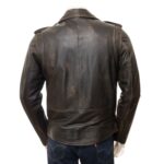 men's brown leather-motorcycle jacket
