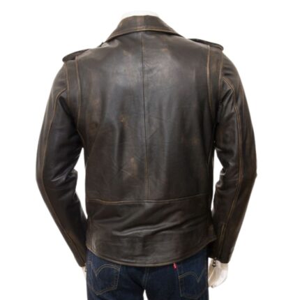 men's brown leather-motorcycle jacket