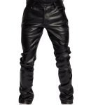 mens stacked leather pants