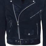 navy blue suede biker jacket