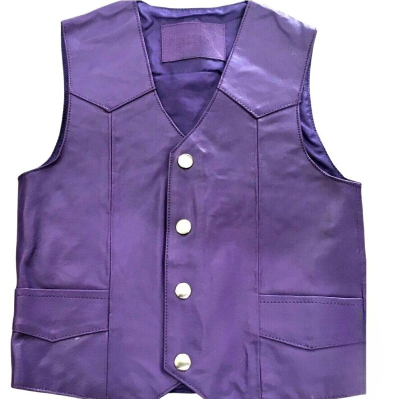 purple men's biker leather vest