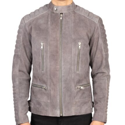 real gray suede jacket for men