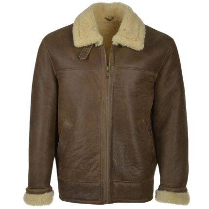 shearling leather jacket brown