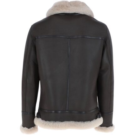 shearling leather jacket mens black