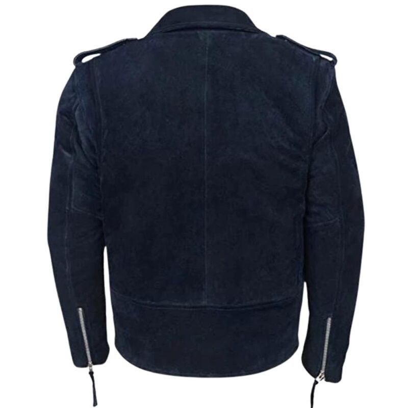 stylish mens navy blue suede jacket