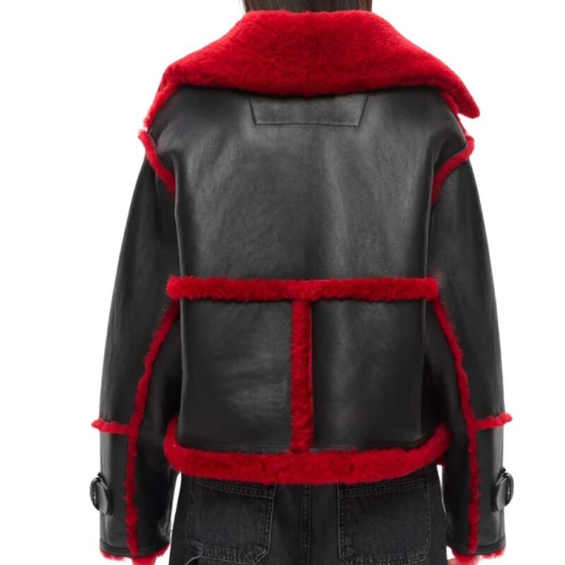 black and red leather jacket