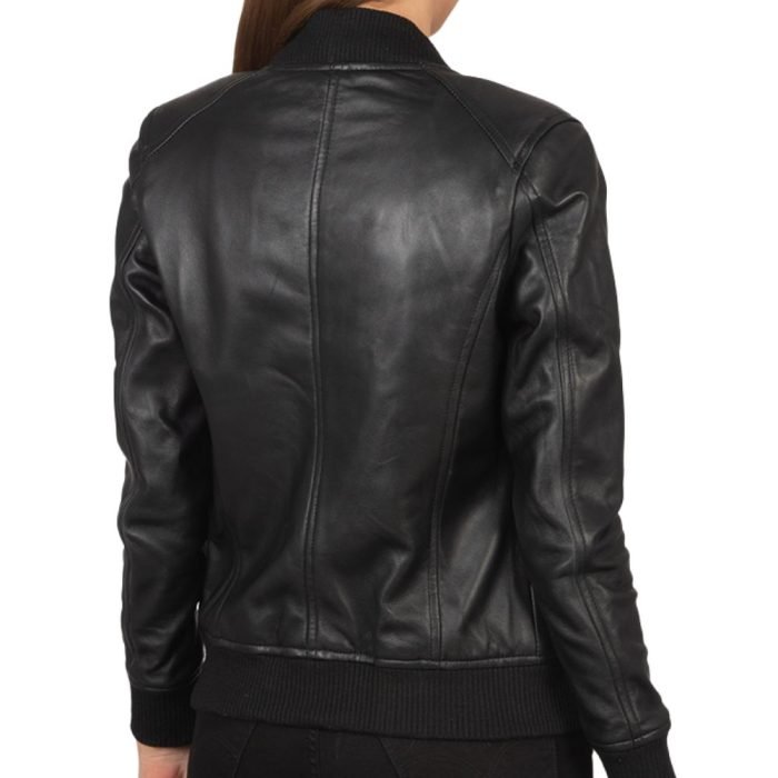 black bomber jacket women's leather