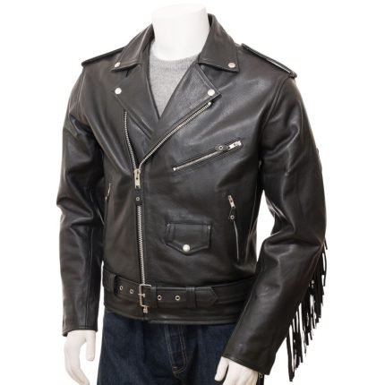 black jacket with fringe