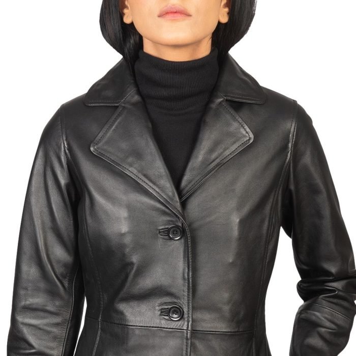 black leather trench coat women