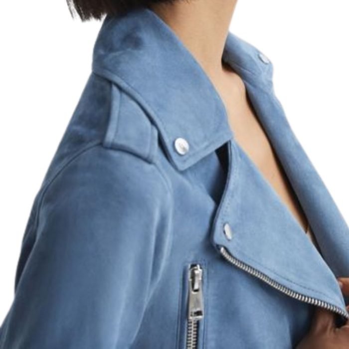 blue suede jacket womens