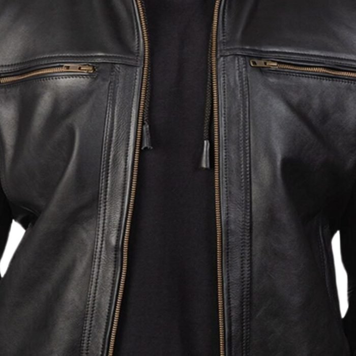 bomber men's black leather jacket