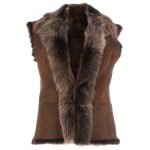 brown leather and fur vest