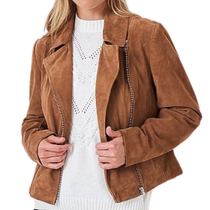 brown suede moto jacket leather