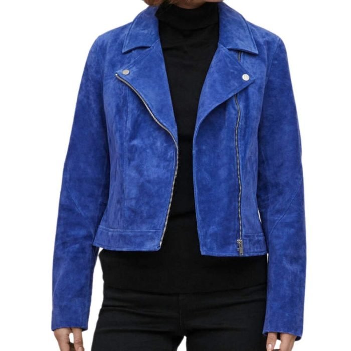 dark blue suede leather jacket