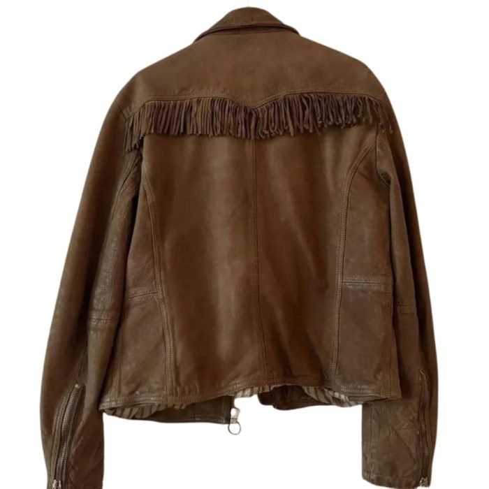 fringe brown leather jacket