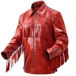 fringe red jacket for men