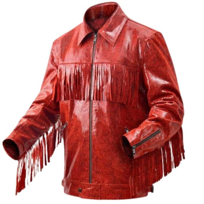 fringe red jacket for men