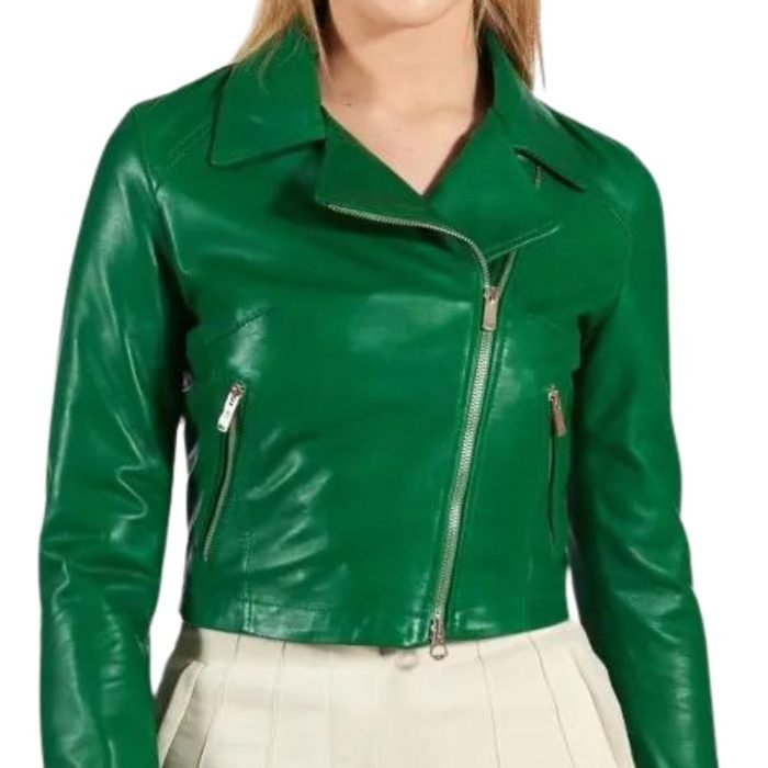 green leather jacket womens