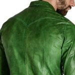 green leather shirt men