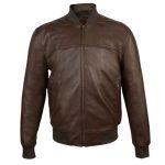 leather bomber jacket brown