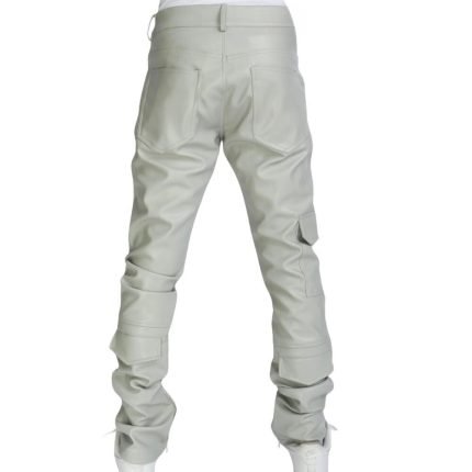 leather stacked pants for men