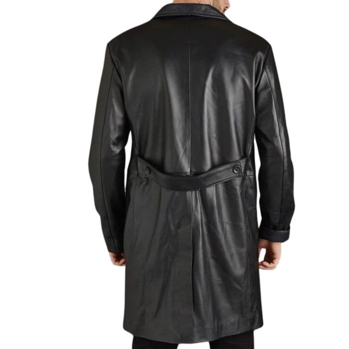 leather trench coat mens black