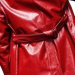 leather trench coat red