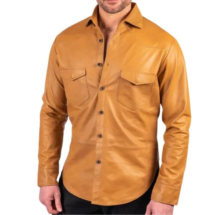 male lambskin leather shirt